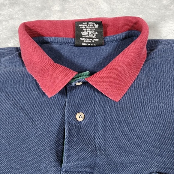 VINTAGE Harley-Davidson Polo Shirt Mens Large Blue Red Biker Made in USA 90s - Picture 7 of 14